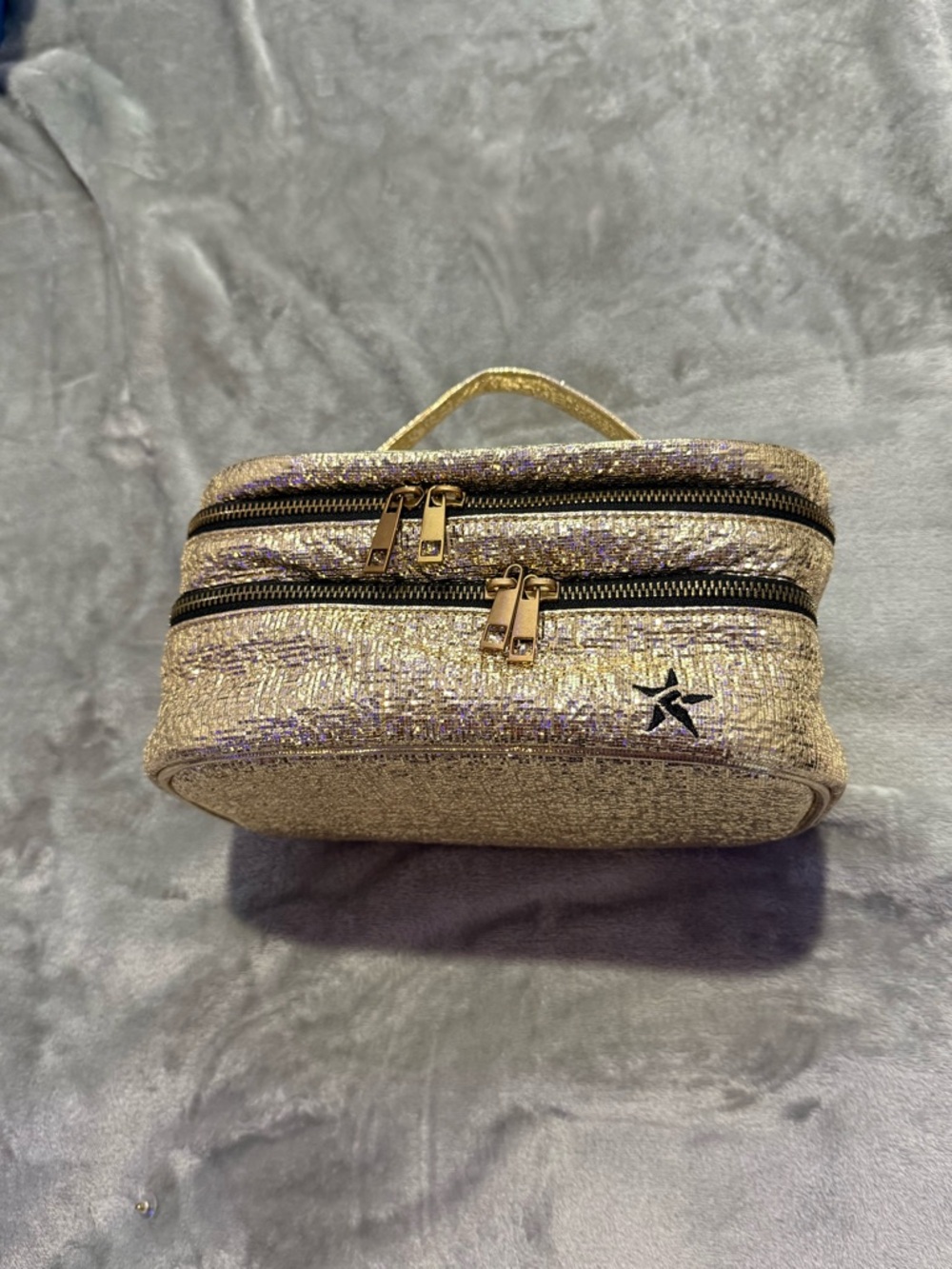 Rebel Athletic Gold Glitter Cosmetic Travel Case - Picture 3 of 6